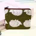 Compact canvas coin purse with cute hedgehog pattern for storing keys and small items - Hedgehog