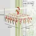 Large rectangular plastic laundry drying rack with 20 clips for socks and underwear - Large (20 Clips) / Red White