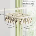 Large white laundry drying rack with 20 clips for baby socks and underwear items - Large (20 Clips) / Coffee White