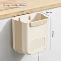 Cubo de basura plegable de pared blanco crema grande, 25x16x27cm - L / Grande Blanco Crema