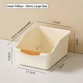 Cream yellow pull-out kitchen cabinet organizer storage box, dimensions 28x21x13cm - Short Large / Cream