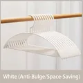 Set of 10 white non-slip hangers with seamless anti-shoulder bump space-saving design - White