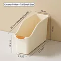 Cream yellow pull-out kitchen storage organizer box for cabinets with size dimensions - Tall Small / Cream