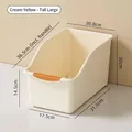 Cream yellow pull-out kitchen storage bin organizer, tall large size with dimensions - Tall Large / Cream