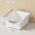 Large white low-profile pull-out storage bin with grey handle for kitchen organization - Short Large / White