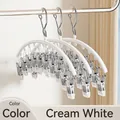 Multi-functional cream white drying rack with stainless steel clips for socks and underwear - Set of 3 / Cream White