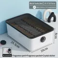 Black and white 15-compartment socks storage box with lid, dimensions 29.3x20x8cm - Translucent Black with Lid (Sock Box, 15 Compartments) with Aromatherapy