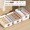 Three-piece set of white drawer organizers for underwear and socks with multi-grid dividers - 3-Piece Combo (Bra + Panty + Socks) / Combo Set (With Aroma) / Beige White (No Lid 3-Piece Combo)