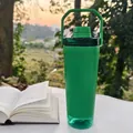 Green large capacity protein shaker bottle with ergonomic handle for outdoor sports fitness - 591ml / Green
