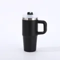 Matte black 20oz stainless steel insulated tumbler with ergonomic handle and clear straw - 14oz / Black