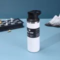 White stainless steel insulated sports water bottle with handle lid and crown logo design - 550ml / White