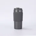 Detail of gray 304 stainless steel coffee tumbler with ribbed silicone sleeve - 500ml / Gray