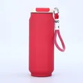 Red matte can-shaped vacuum flask with portable woven lanyard - 500ml / Red