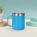 Hochwertiger 12oz hellblauer vakuumisolierter Edelstahlbecher mit Griff und Deckel - 12oz / Saphirblau