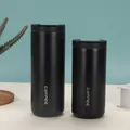 Pair of matte black 304 stainless steel vacuum insulated coffee cups in two sizes. - 400ml / Black