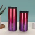 Duo of red to purple gradient stainless steel vacuum coffee tumblers in two sizes. - 400ml / Gradient Purple