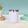 Detailansicht einer 12oz lavendelfarbenen isolierten Kaffeetasse aus Edelstahl mit Griff - 12oz / Rosa