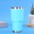 Κυανό ισοθερμικό ποτήρι 30oz από ανοξείδωτο χάλυβα με διαφανές καπάκι - 30oz / Γαλάζιο