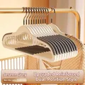 Premium non-slip seamless clothes hangers in quiet grey finish for home wardrobe organization - Double Position Style / Gray