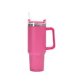 40oz stainless steel vacuum insulated tumbler with handle and straw in hot pink. - 40oz / Deep Pink