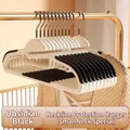 Premium black non-slip seamless clothes hangers with anti-shoulder bump design for home - Neck Protection Style / Black
