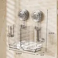 Wall-mounted suction cup kitchen utensil holder in transparent finish, 22.8cm length - Clear