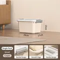 Cream plastic storage box with latch lid and handle, small size 25x17x13cm - Small (25x17x13cm) / Cream