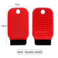 Red double-sided silicone fruit and vegetable cleaning brush for kitchen use with scraper tool - 1 Piece / Red