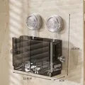 Wall-mounted suction cup utensil holder in transparent grey finish with drainage - Transparent Grey (Thickened Suction Cup) Drainage / Transparent Grey