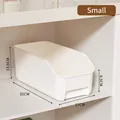 Small white plastic rectangular storage bin for kitchen cabinet and pantry organization. - S / White