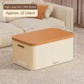 Große cremebraune Kunststoff-Aufbewahrungsbox mit Deckel für Haushaltskleinteile - Große Hohe Ausführung (Mit Deckel) / Cremeweiß