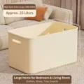 Extra große cremeweiße Kunststoff-Aufbewahrungsbox mit Griffen 25L Fassungsvermögen für Kleidung - Extra Große Hohe Ausführung (Ohne Deckel)