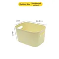 Medium cream rectangular storage bin with handles 24.5x17x14cm for home organization - 24.5x17x14cm