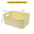 Large cream rectangular storage basket with side handles for desktop organization 34.5x24.5x14.3cm - 34.5x24.5x14.3cm