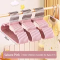 Premium non-slip children's hangers in cherry blossom pink with matte resin finish 35cm - Big Kids Style (8-16 Years Old) / 10 Pieces/Pack (35cm) / Sakura Pink