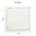 Thick 8-layer white cotton gauze dishcloth 30x30cm with colorful wave stitched edge - 8 Layers (1 Piece) / White / 30*30cm