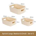 Σετ 3 πλαστικών κουτιών αποθήκευσης σε χρώμα βερίκοκο μεγεθών L, M, S με λαβές - Σετ S/M/L(3512) / Σετ των 3 / Βερικοκί