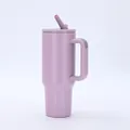 Lavender 40oz stainless steel vacuum insulated tumbler featuring handle and straw - Purple