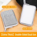 Extra thick double-sided silver wire sponge for pot and bowl cleaning - Double Sided Cleaning Sponge / 12x8cm