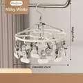 Multifunctional creamy white circular sock drying rack with stainless steel clips for laundry - Medium Size (5313) / Cream White (Circular 18-Clip)
