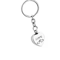 Heart-shaped LOVE memorial urn keychain for pet hair or ashes in polished silver finish - Silver Heart (LOVE)