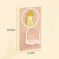 Wall-mounted cartoon cat toothbrush holder with dimensions 10.5cm by 5.7cm in peach - Pink