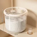 Großer 15kg luftdichter Reisbehälter in Cremeweiß mit praktischem Messbecher-Set - 15kg Kapazität / Transparent Milky White