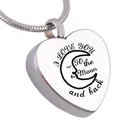 Καρδιοειδές μενταγιόν αποτέφρωσης από ατσάλι με χάραξη Love You to the Moon - Καρδιά με Χάραξη Φεγγαριού (wk254654) / Ασημί