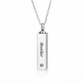 Elegant silver cubic cremation urn necklace for brother featuring a purple gemstone - February (Purple Rhinestone)