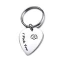 Heart shaped stainless steel guitar pick keychain with I Pick You engraved lettering - I Pick You (wk687548535)