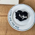 Elegant black fabric scrunchie accessory with cute small white bows for hair styling - Bowknot Scrunchie (28#) / Black