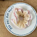 French style scrunchie in cream yellow with elegant white lace and pink ribbon accents - Pink Stripe Lace Scrunchie (17#) / Yellow