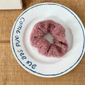 Elegant mauve teddy fleece scrunchie hair tie, stylish French winter hair accessory - Pink Milk Tea Lambswool Scrunchie (24#) / Pink Milk Tea