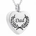 Collana con ciondolo a cuore in acciaio inox con incisione Dad per commemorazione - Stile Papà (DaD)